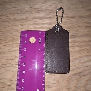 Coach Dark Brown Leather Tag Keychain